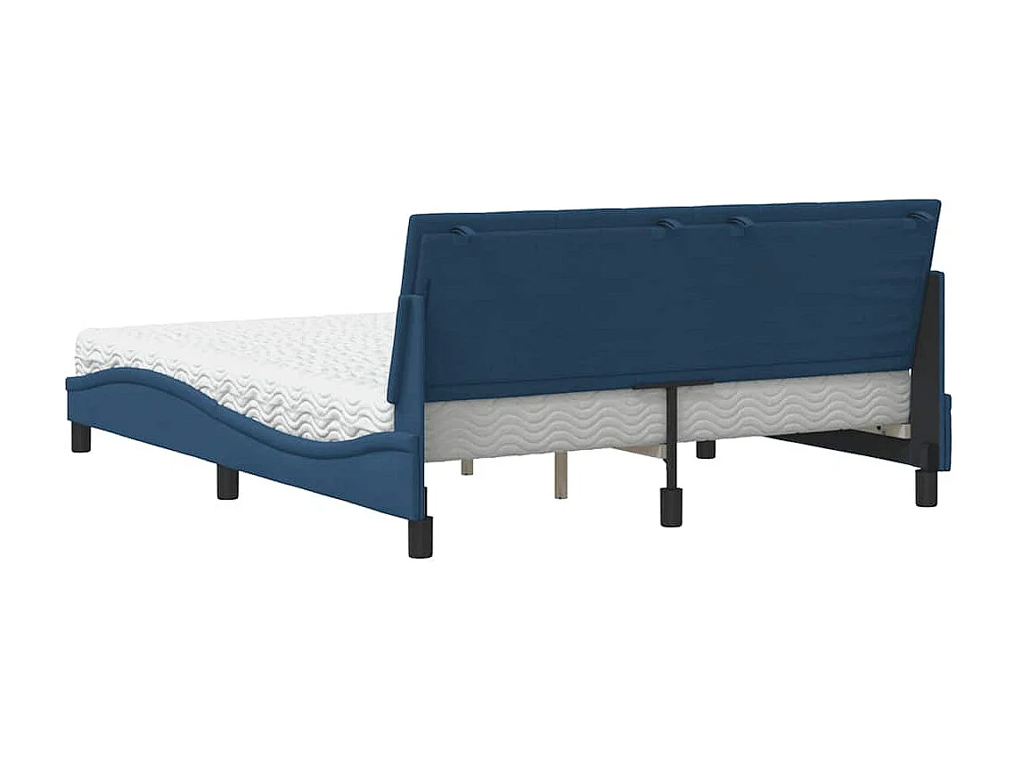 Lit avec matelas bleu 160x200 cm tissu