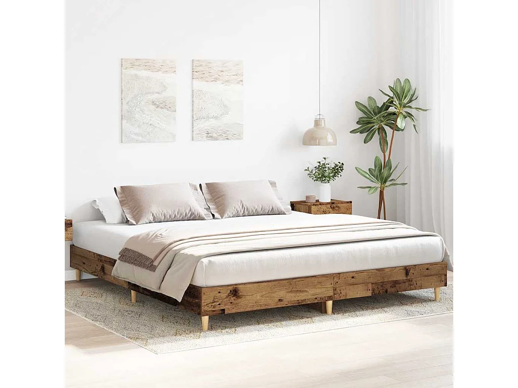 Cadre de lit sans matelas vieux bois 200x200 cm bois ingénierie