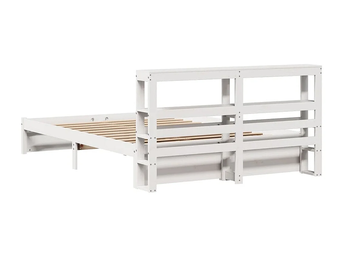 Estructura de cama con cabecero sin colchón blanco 140x200 cm