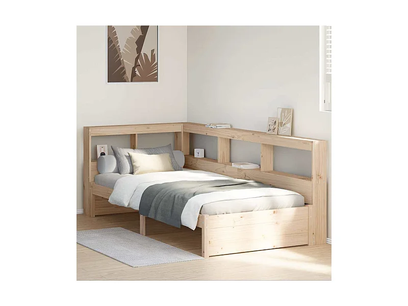 Lit bibliothèque sans matelas 90x200 cm bois de pin massif