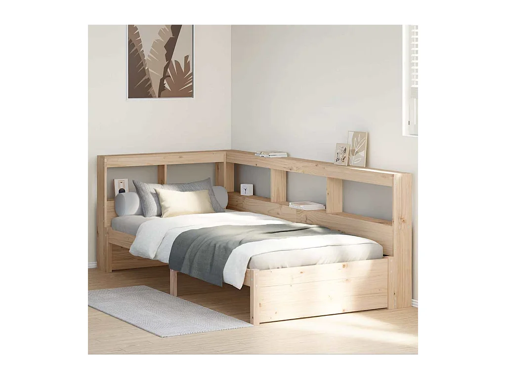 Bed met boekenkast zonder matras massief grenenhout 90x200 cm