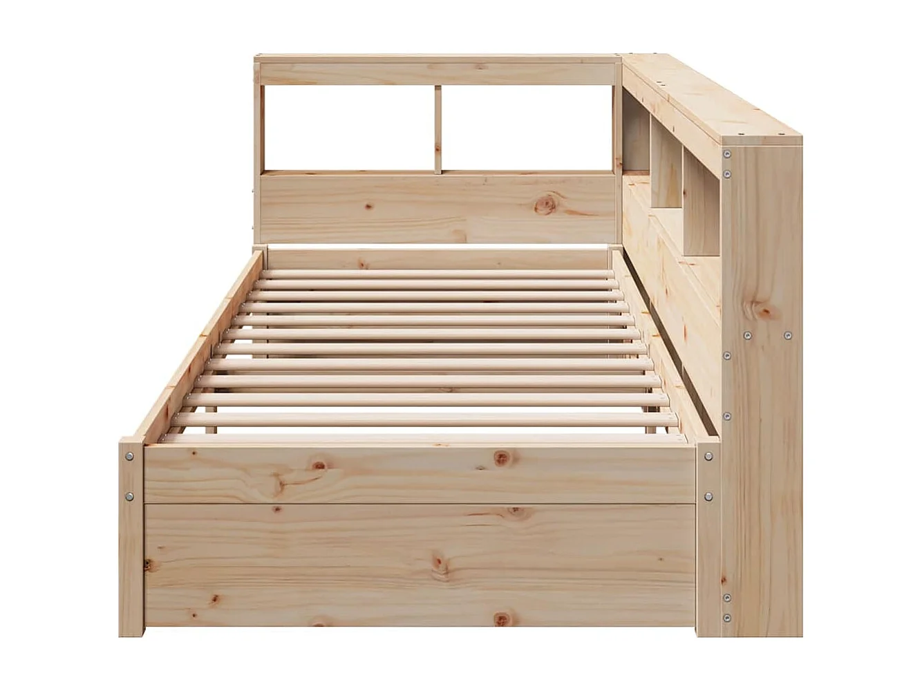 Lit bibliothèque sans matelas 90x200 cm bois de pin massif