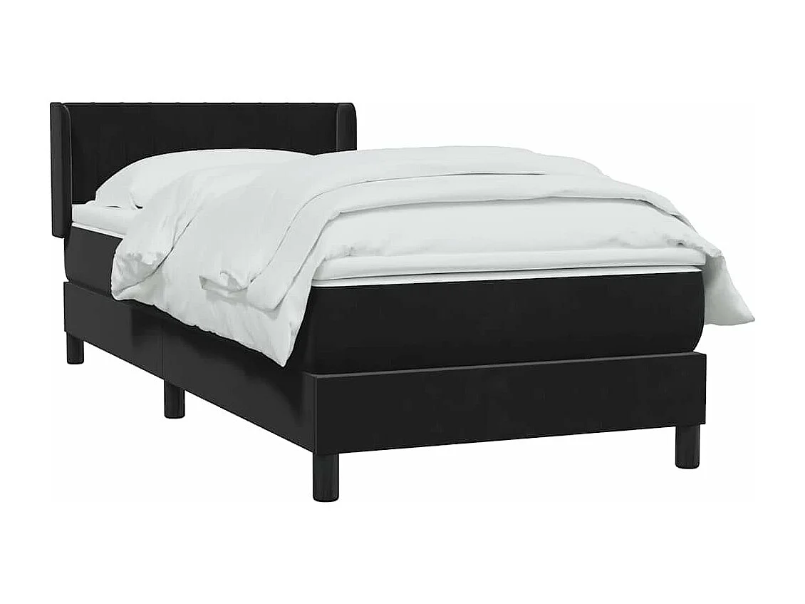 Sommier à lattes de lit avec matelas noir 90x210 cm velours