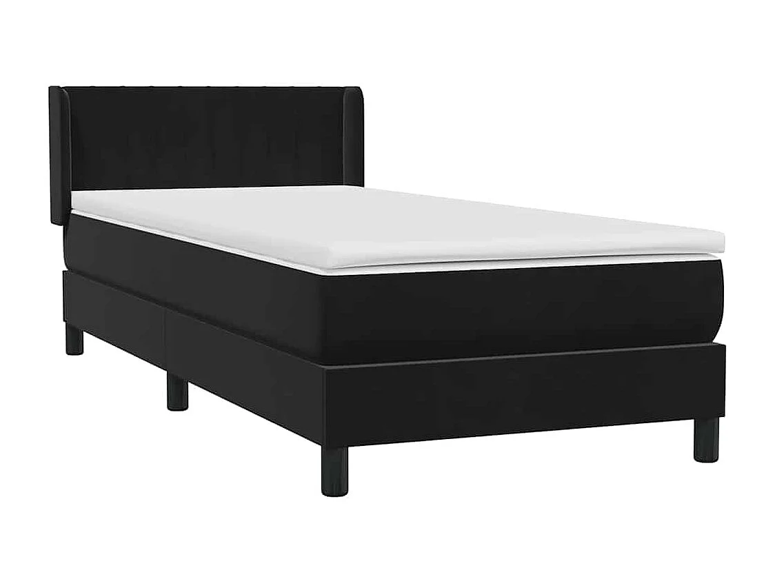 Sommier à lattes de lit avec matelas noir 90x210 cm velours