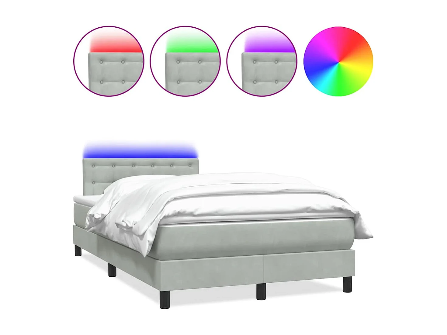 Cama boxspring com colchão 120x220 cm veludo cinzento-claro