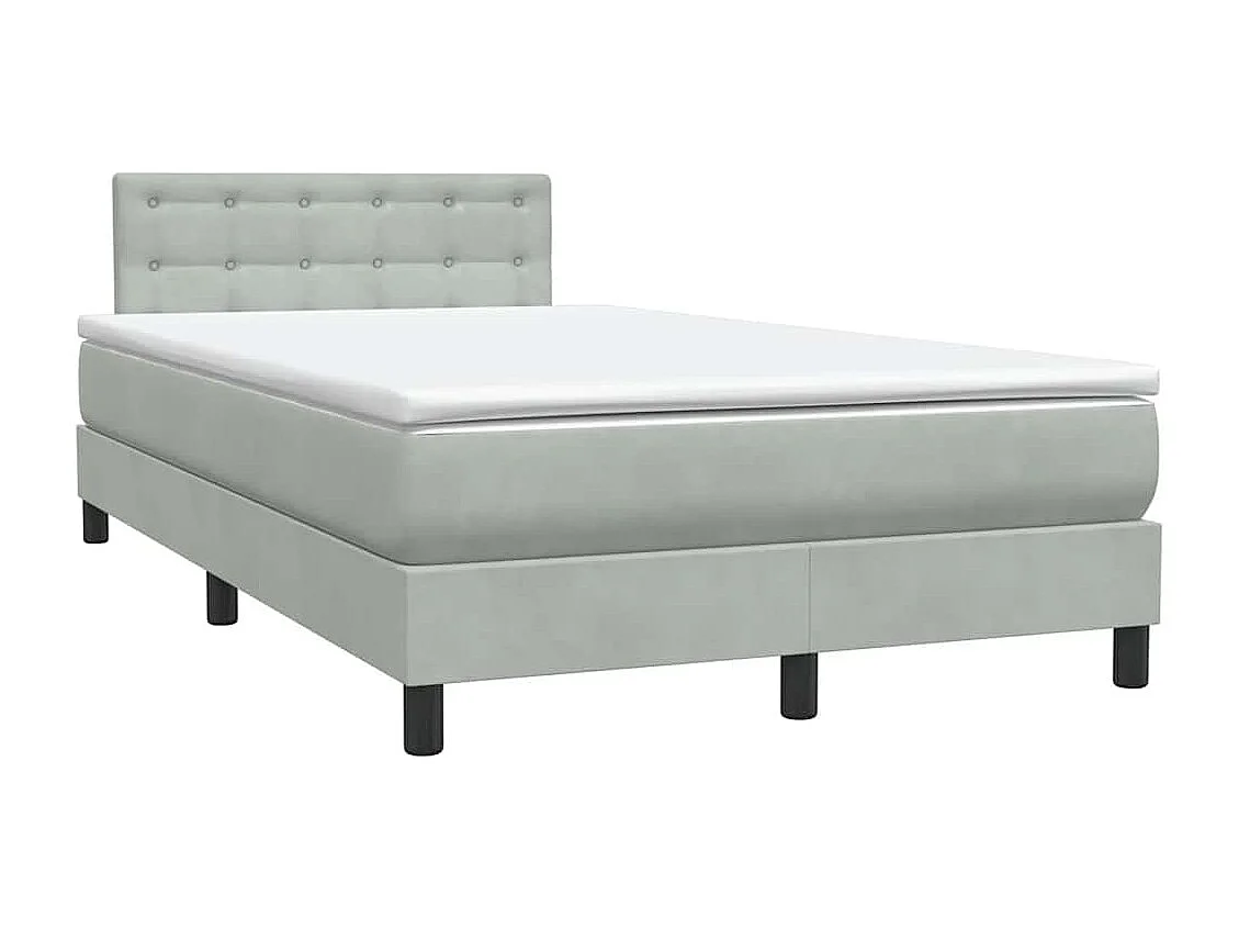 Cama boxspring com colchão 120x220 cm veludo cinzento-claro