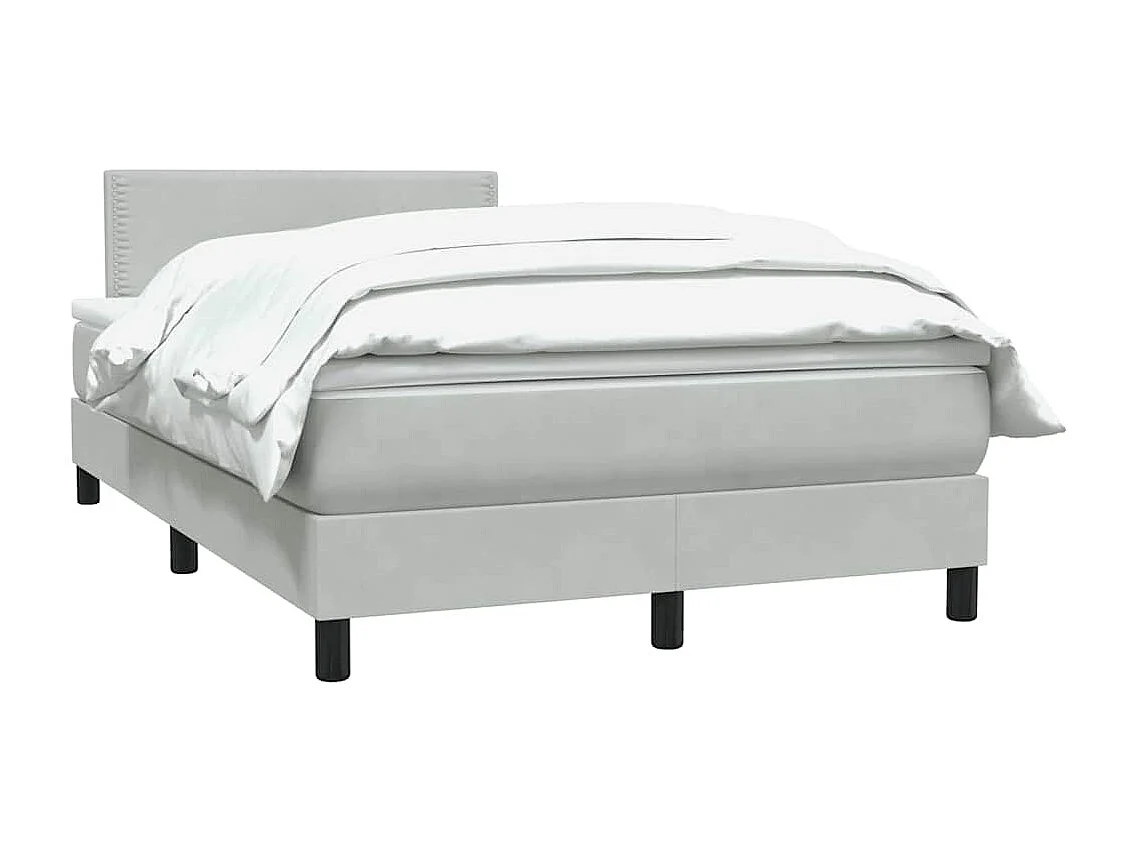 Sommier à lattes de lit et matelas gris clair 120x220cm velours