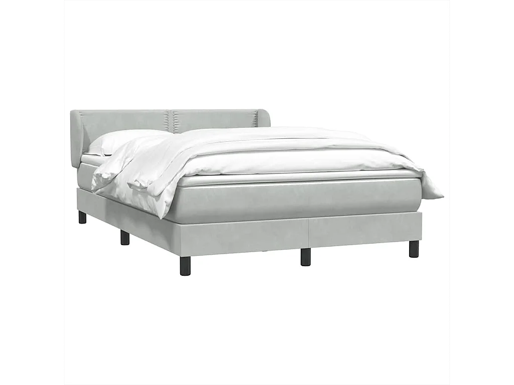 Boxspring met matras fluweel lichtgrijs 140x210 cm
