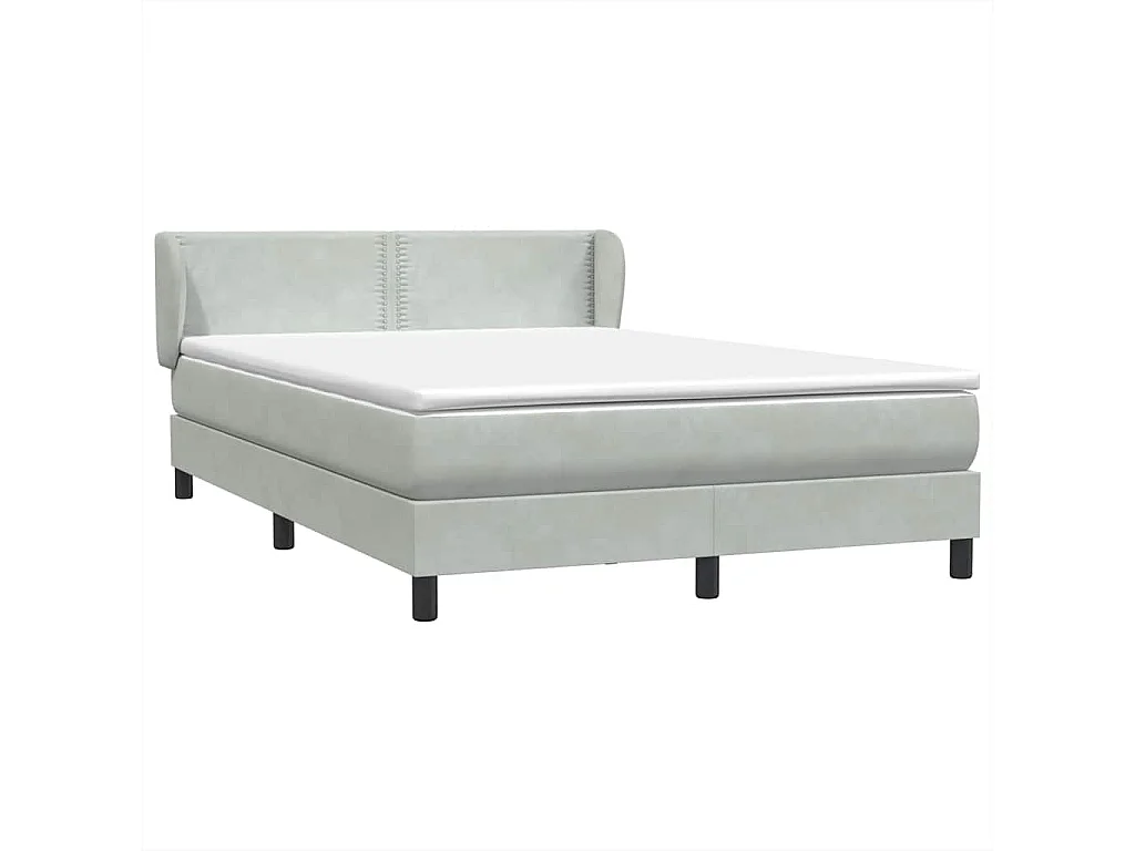 Boxspring met matras fluweel lichtgrijs 140x210 cm