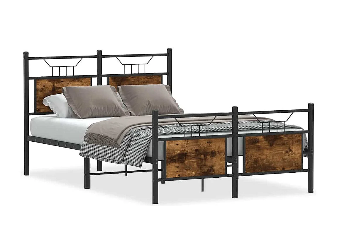 Cadre de lit sans matelas chêne fumé 120x200 cm bois ingénierie