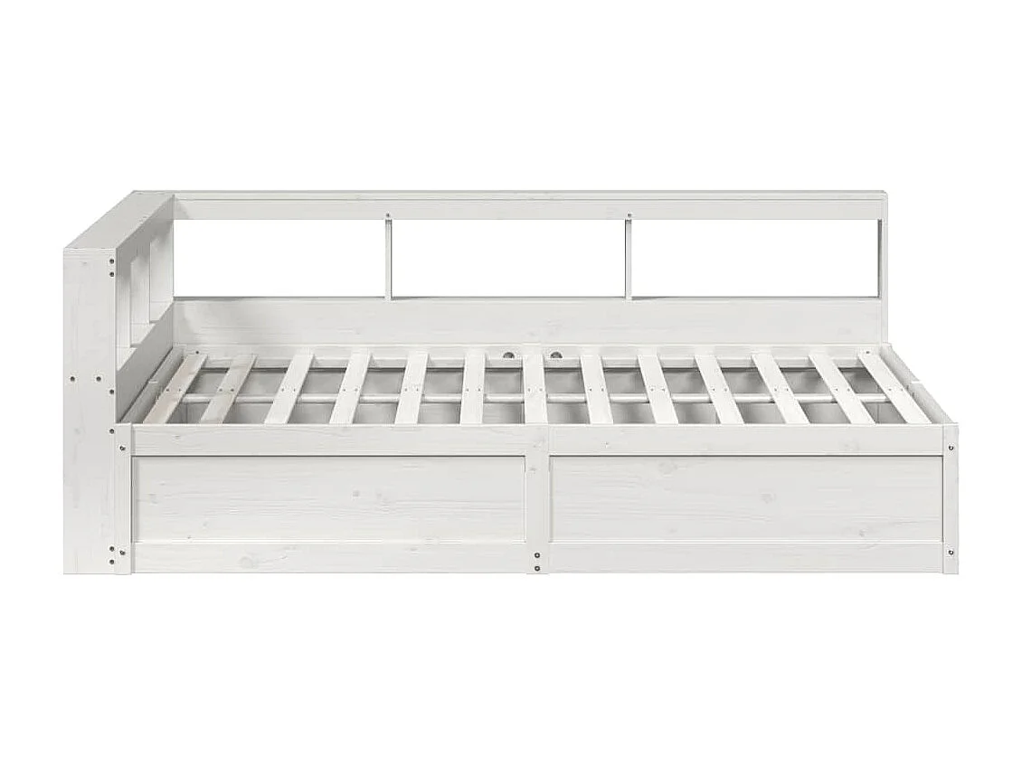 Cama con estantería sin colchón madera maciza blanca 140x200 cm
