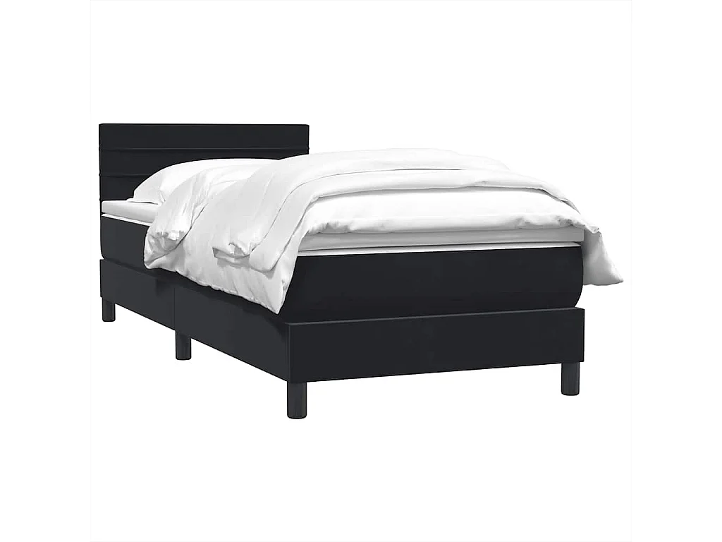 Cama com molas/colchão 100x220 cm veludo preto