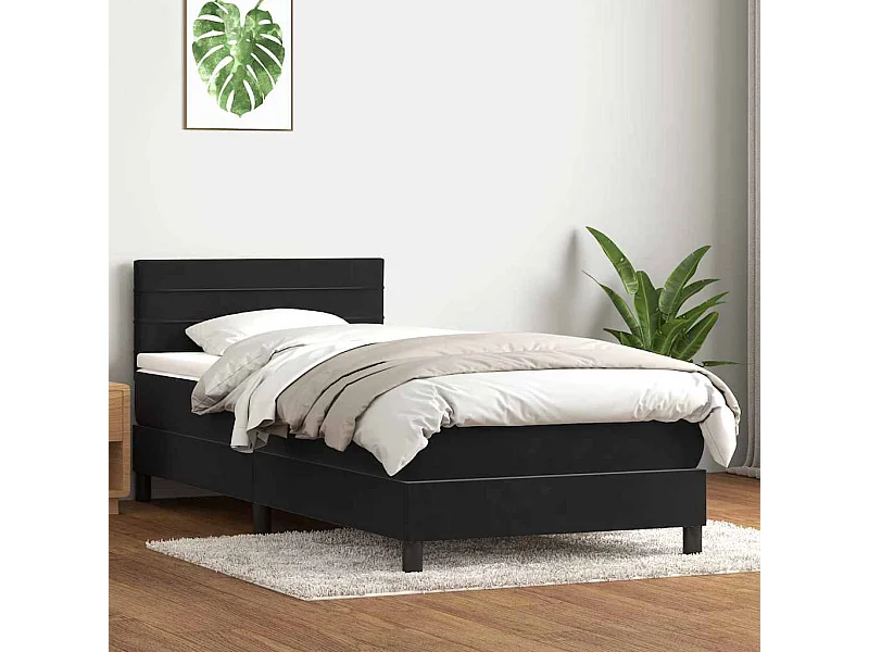 Cama com molas/colchão 100x220 cm veludo preto