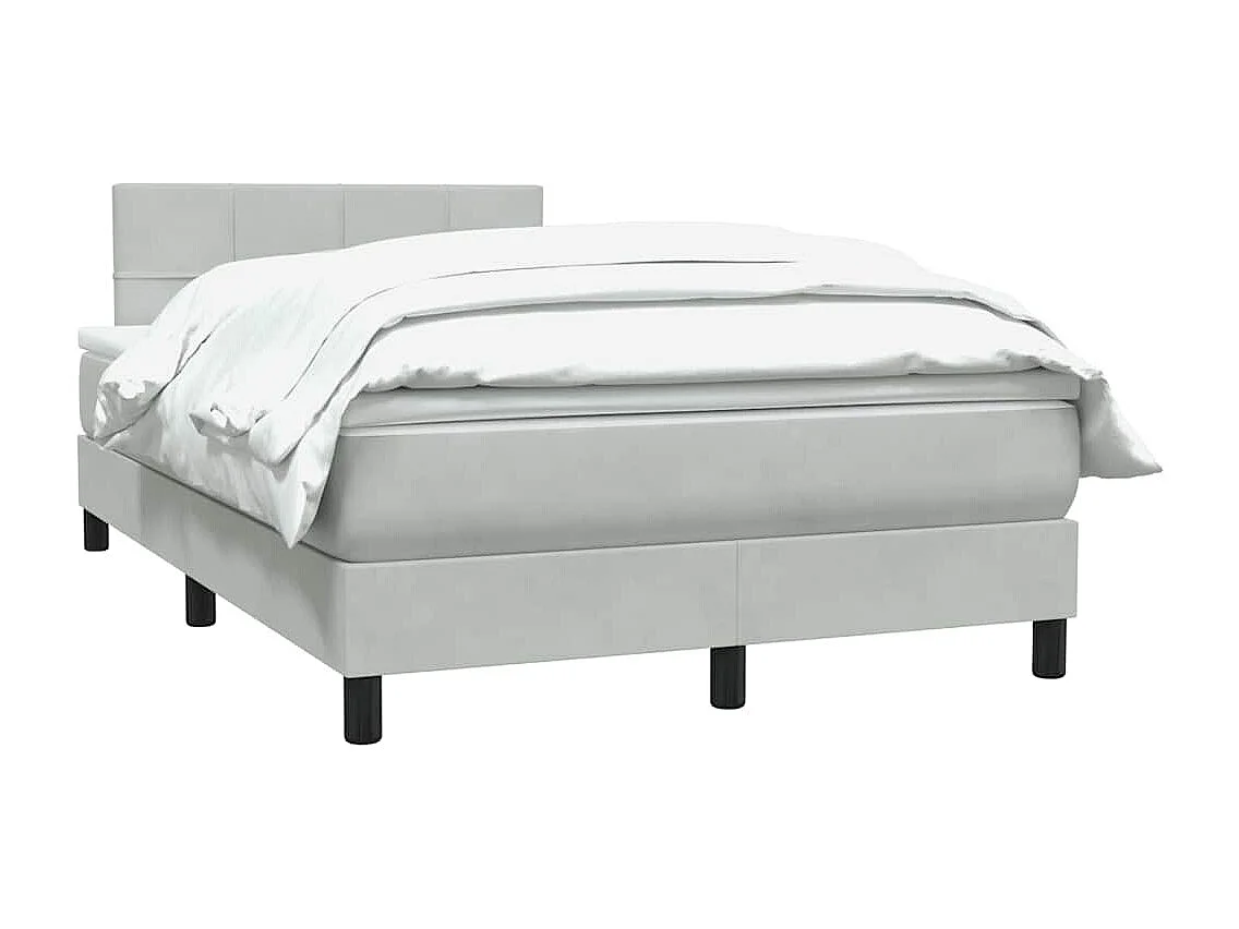 Cama boxspring com colchão 120x220 cm veludo cinzento-claro