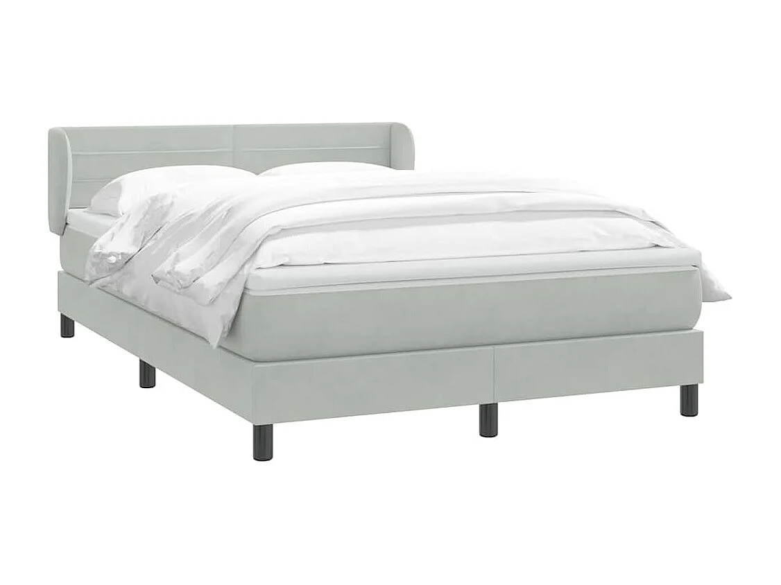 Cama box spring con colchón terciopelo gris claro 140x210 cm