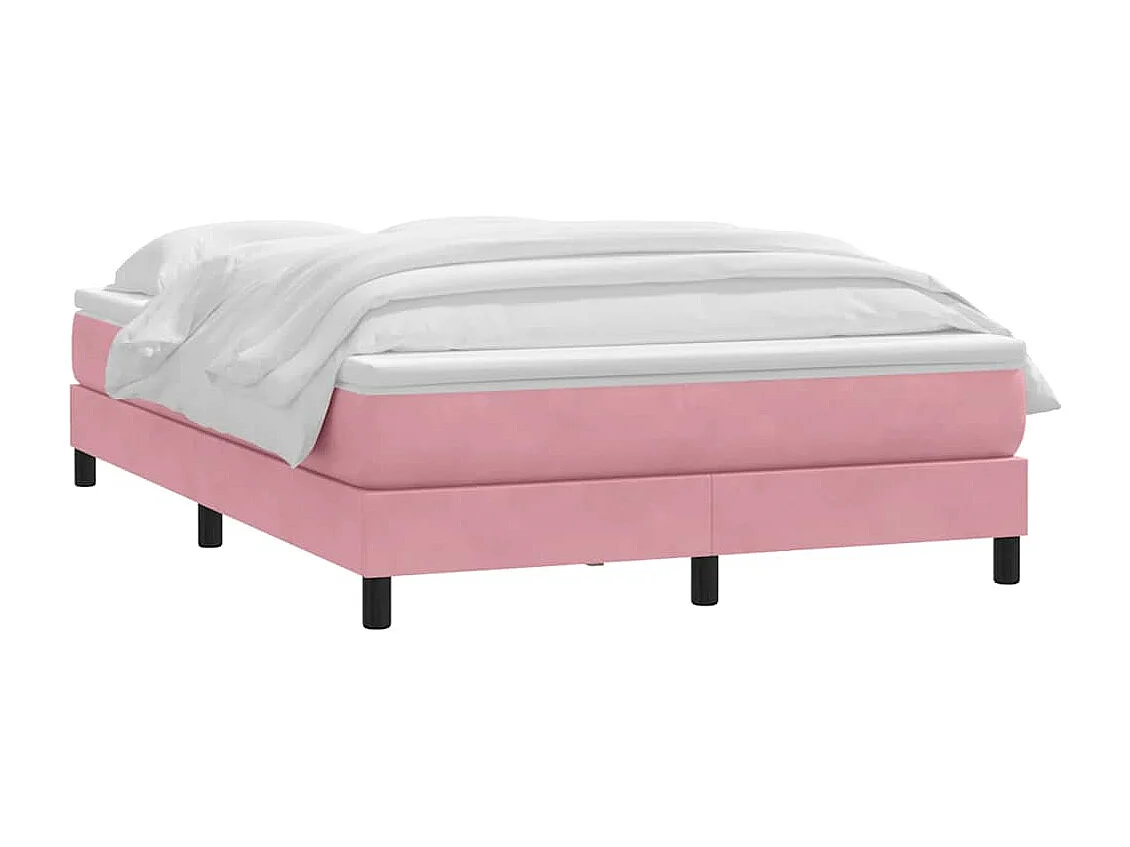 Cama box spring con colchón terciopelo rosa 140x220 cm