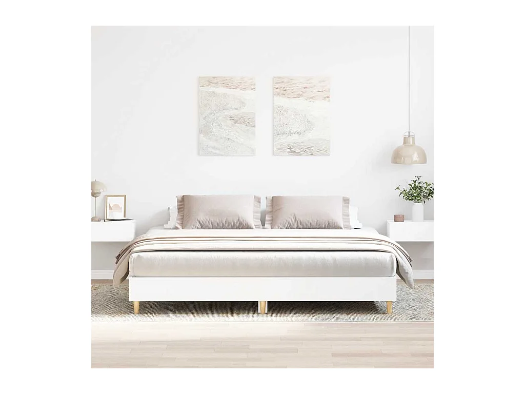 Cadre de lit sans matelas blanc 180x200 cm bois d'ingénierie