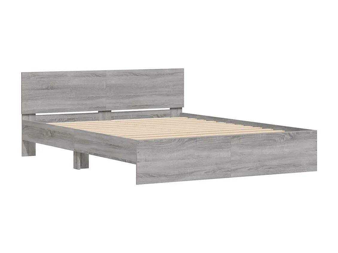 Estrutura cama com cabeceira/luzes LED 150x200cm cinzento sonoma