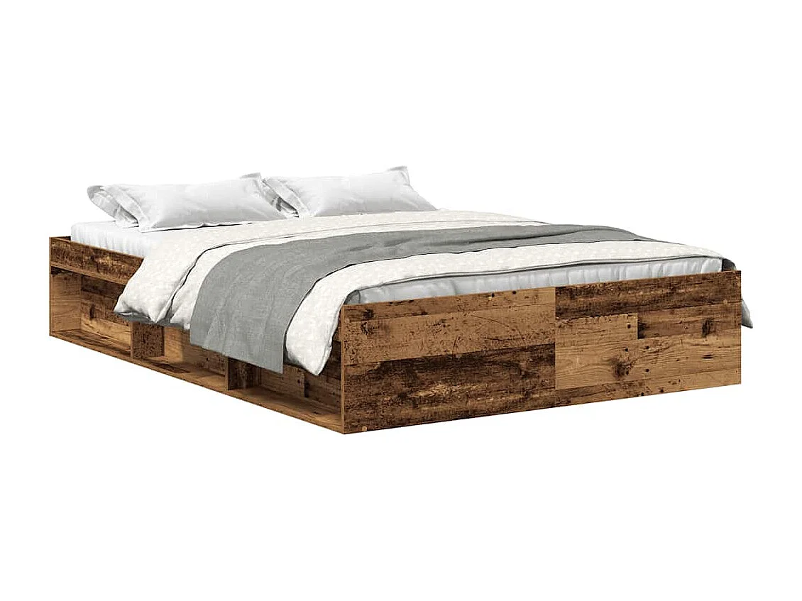 Cadre de lit sans matelas vieux bois 120x200 cm bois ingénierie