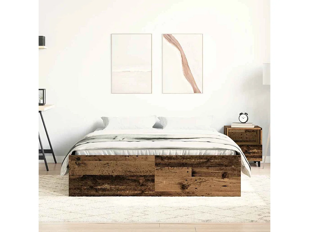 Cadre de lit sans matelas vieux bois 120x200 cm bois ingénierie