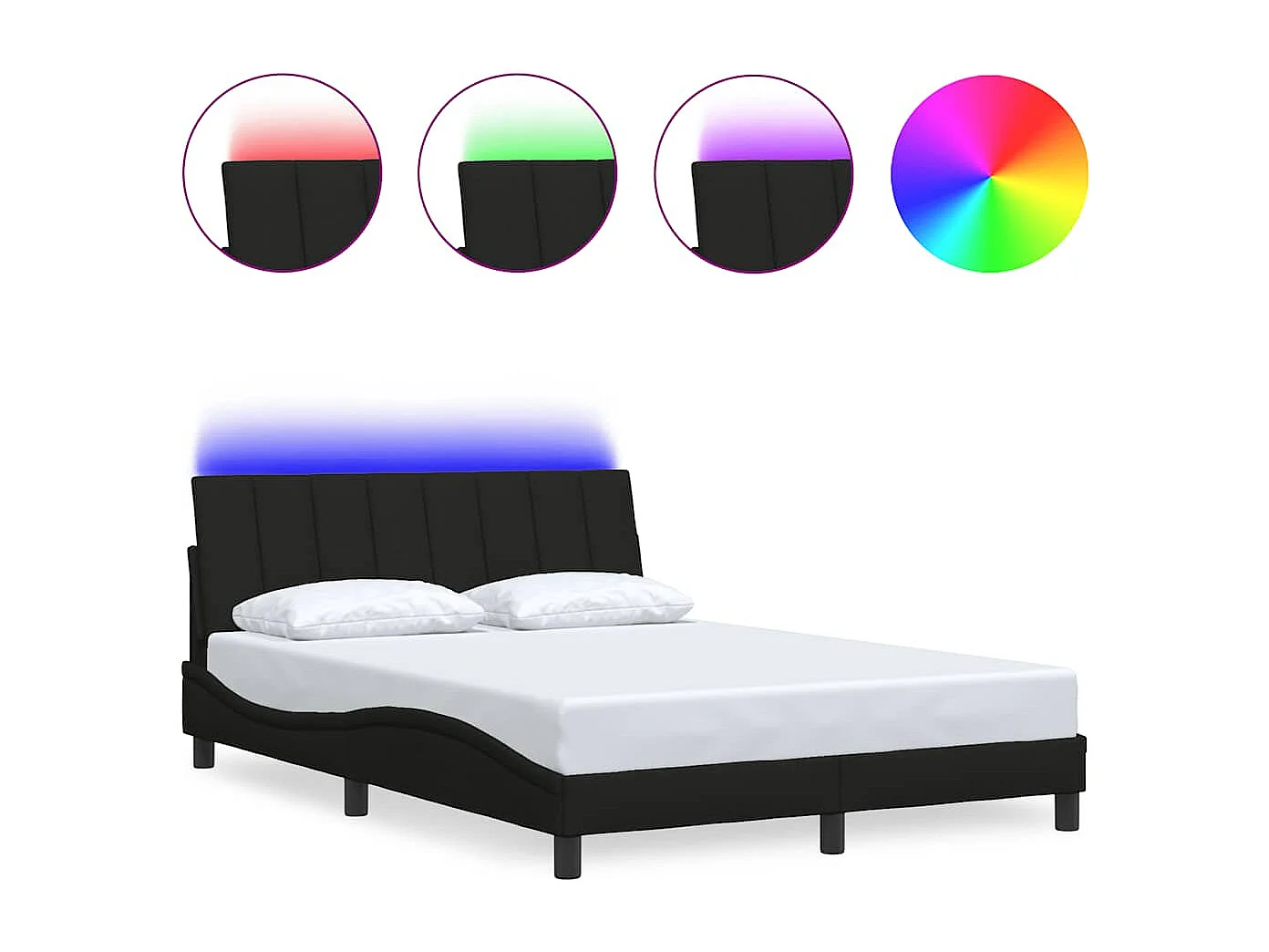 Cadre de lit sans matelas noir 140x190 cm tissu