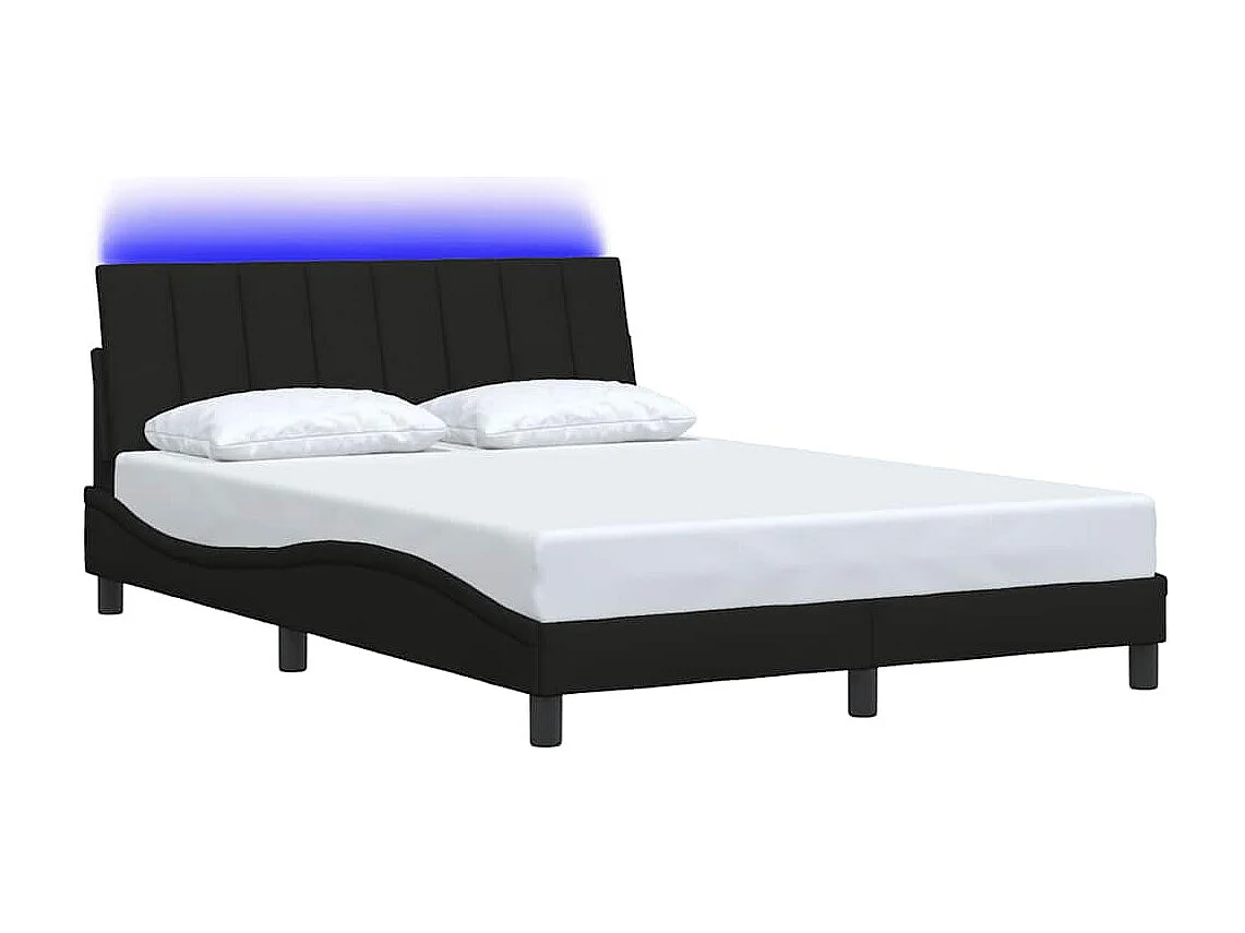 Cadre de lit sans matelas noir 140x190 cm tissu