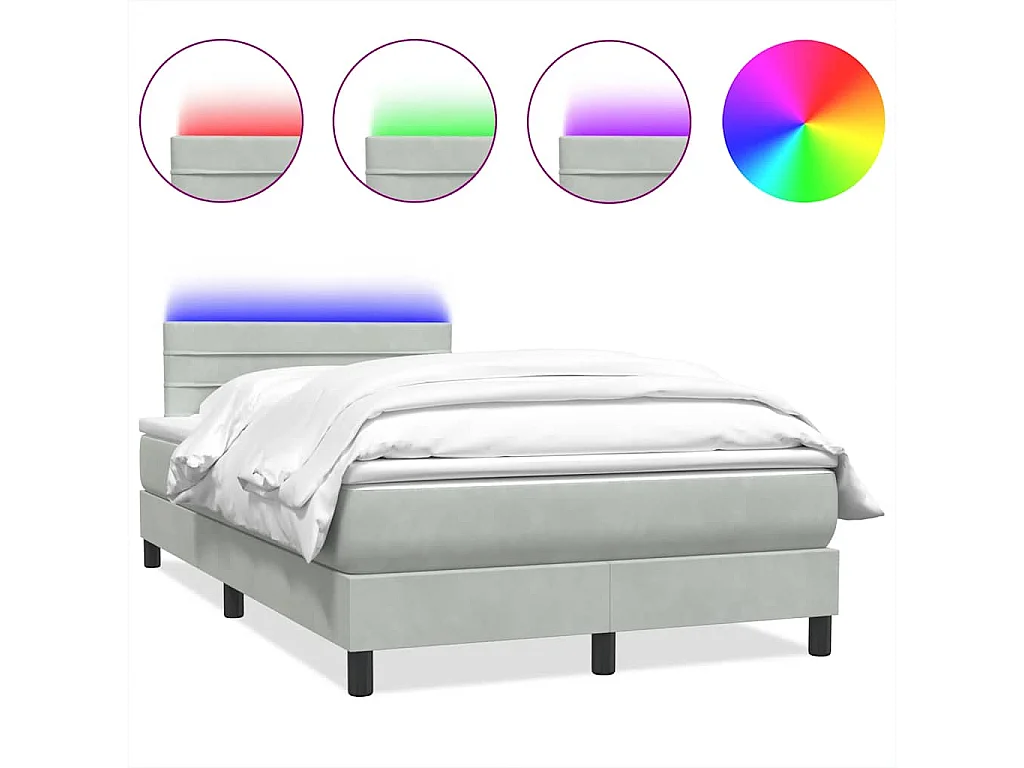 Sommier à lattes de lit et matelas gris clair 120x220cm velours