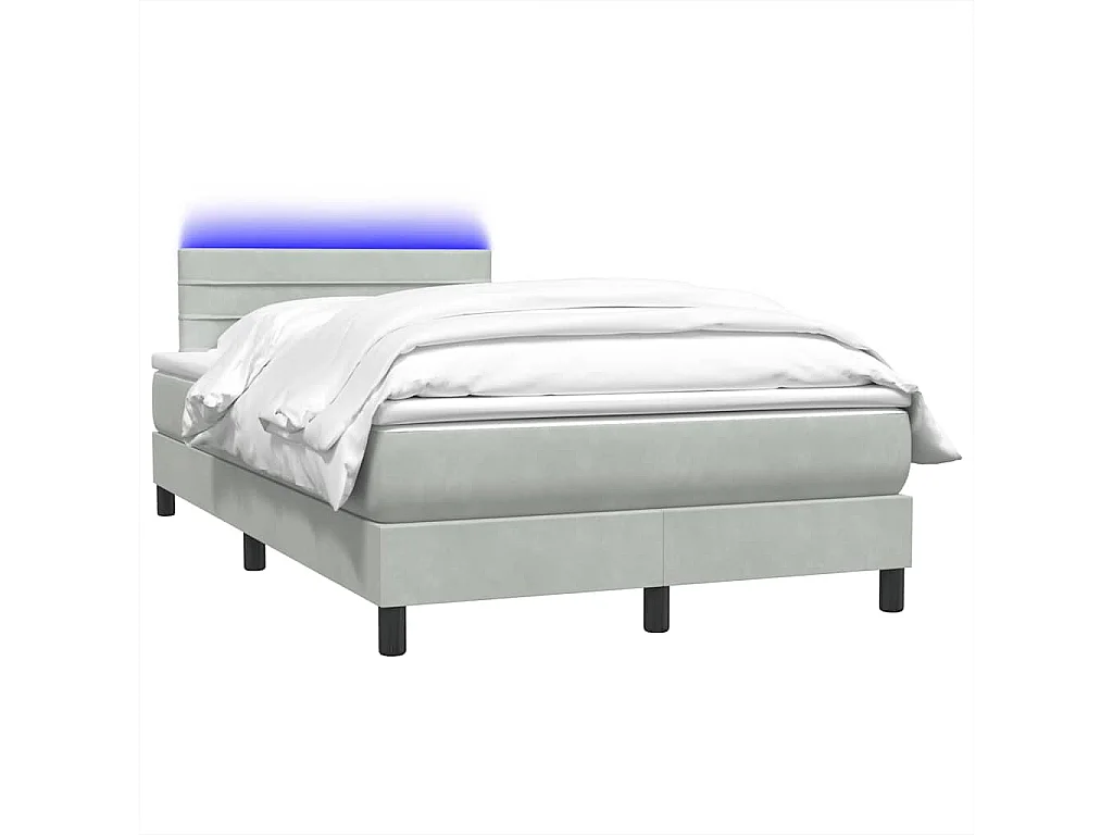 Sommier à lattes de lit et matelas gris clair 120x220cm velours