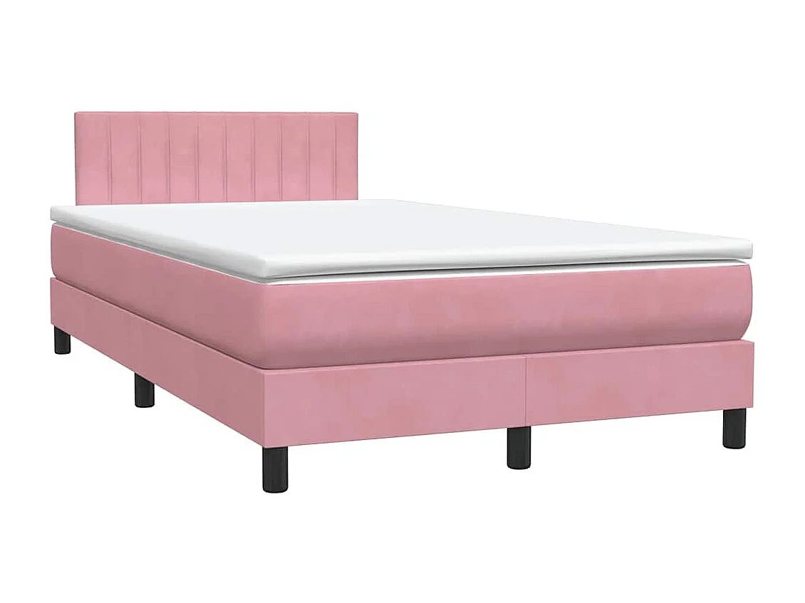 Sommier à lattes de lit avec matelas rose 120x210 cm velours