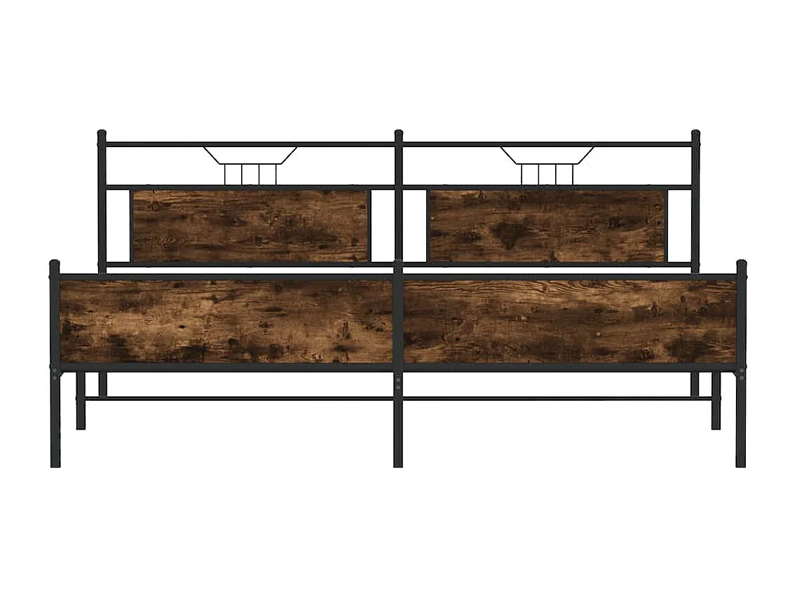 Cadre de lit en métal sans matelas chêne fumé 193x203 cm