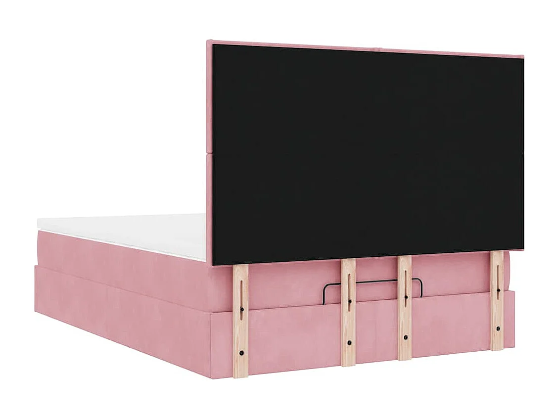 Ottoman bed met matrassen 140x200cm fluweel roze