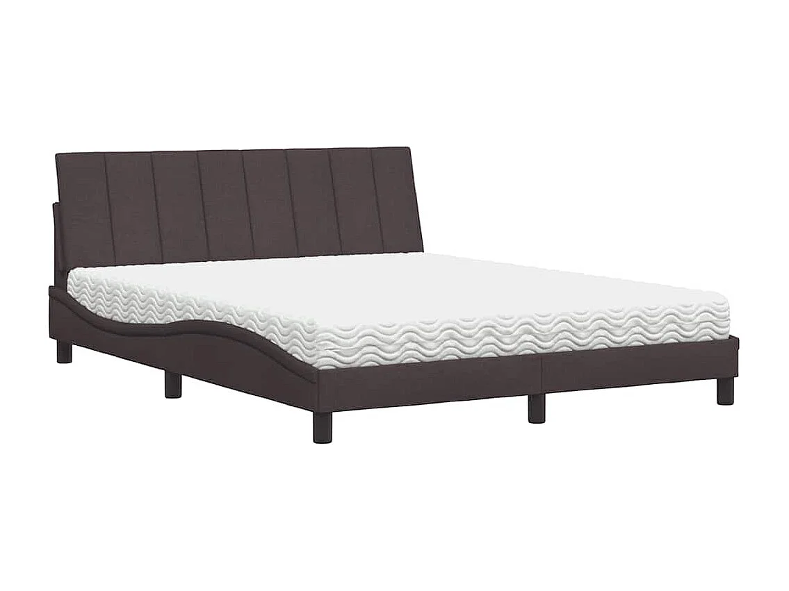 Lit avec matelas marron foncé 160x200 cm tissu