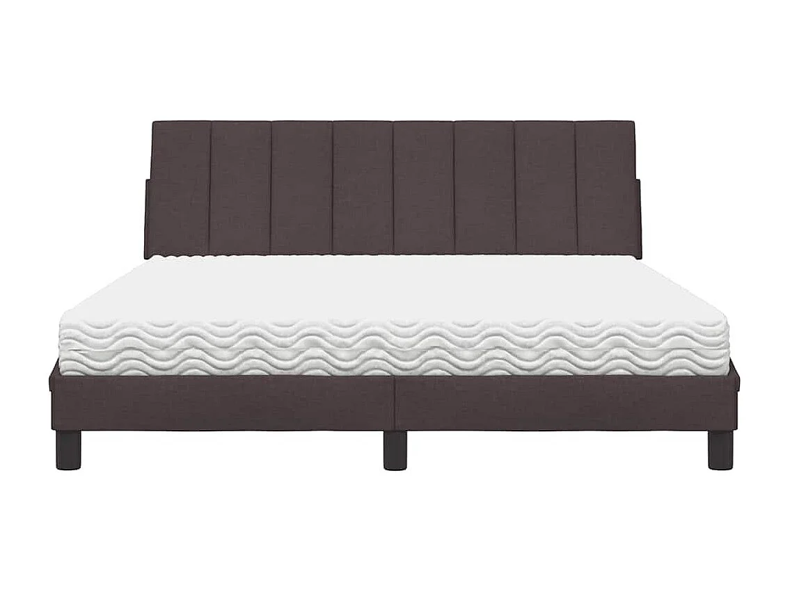 Lit avec matelas marron foncé 160x200 cm tissu