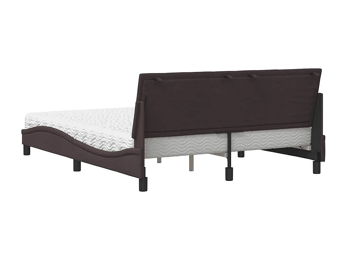 Lit avec matelas marron foncé 160x200 cm tissu