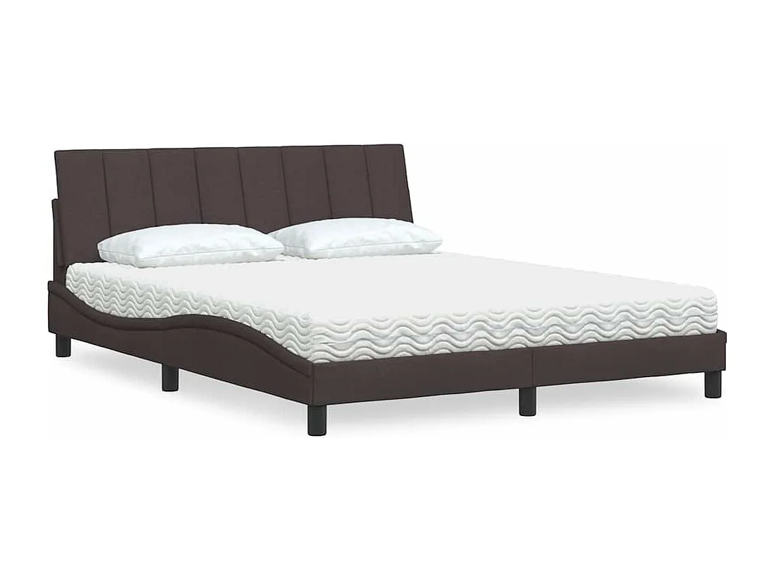 Lit avec matelas marron foncé 160x200 cm tissu