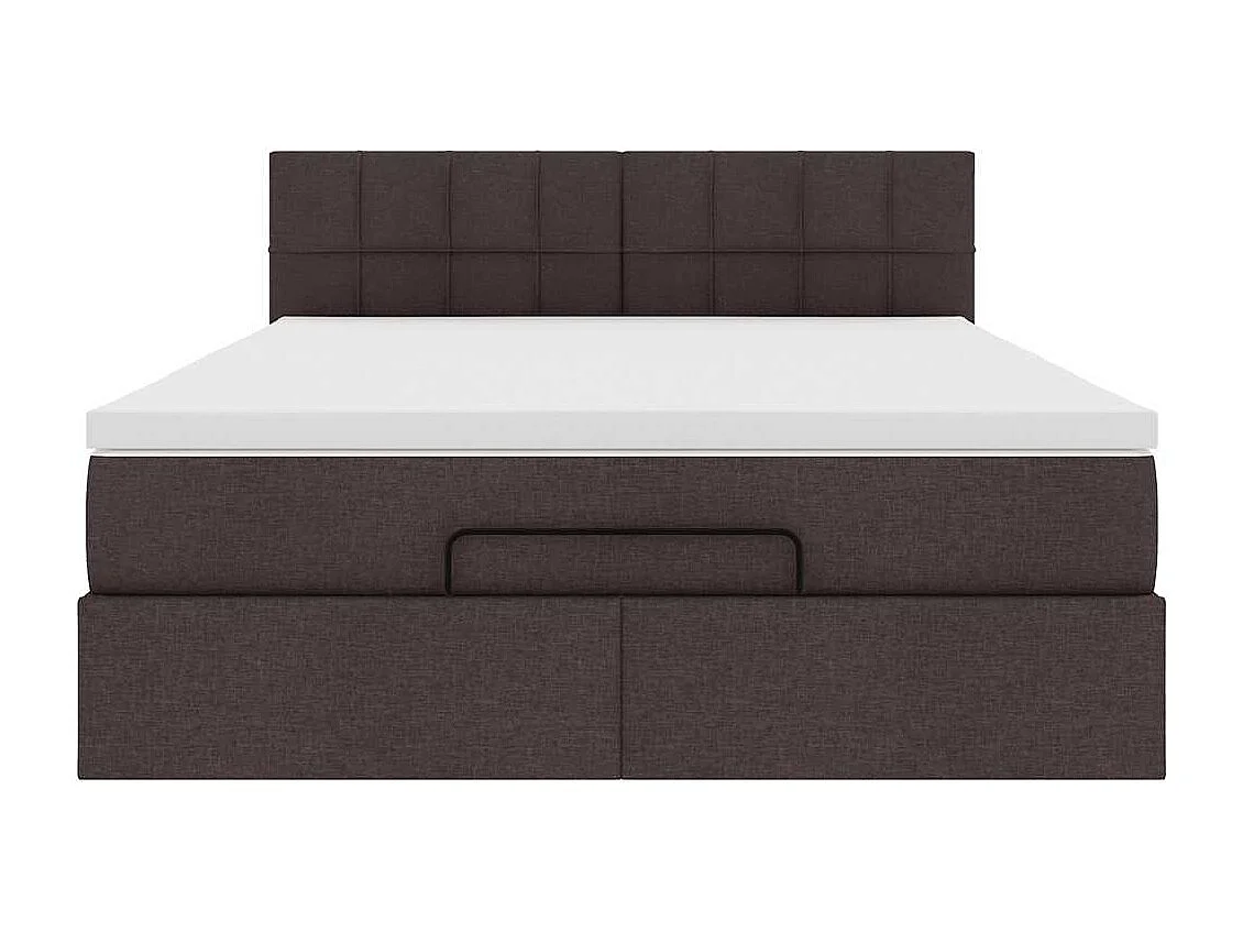 Estructura cama otomana colchón tela marrón oscuro 140x190cm