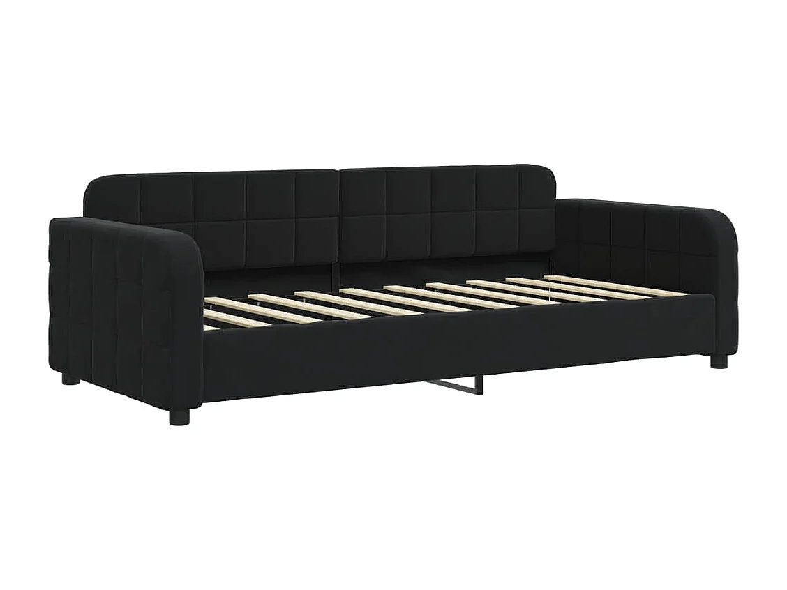 Lit de jour avec matelas noir 90x190 cm velours
