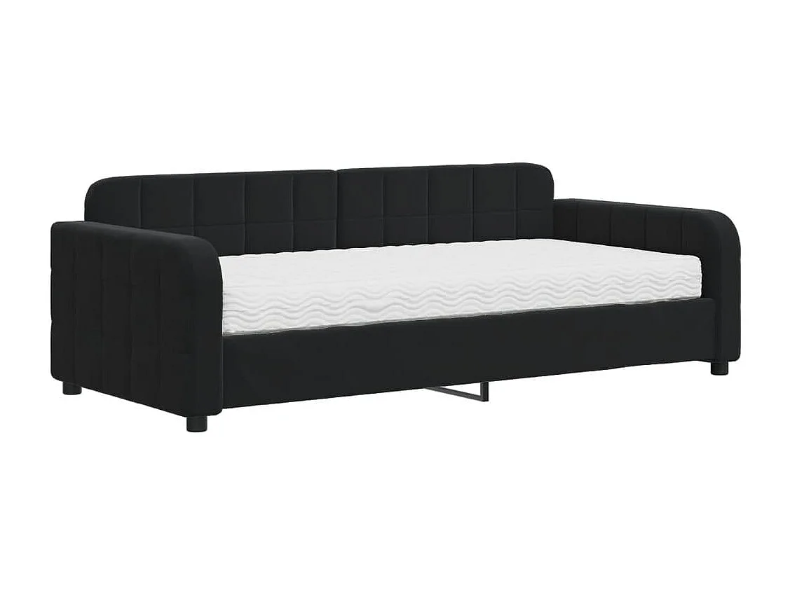 Lit de jour avec matelas noir 90x190 cm velours