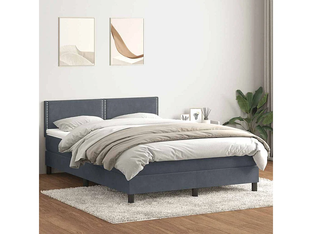 Boxspring met matras fluweel donkergrijs 140x210 cm