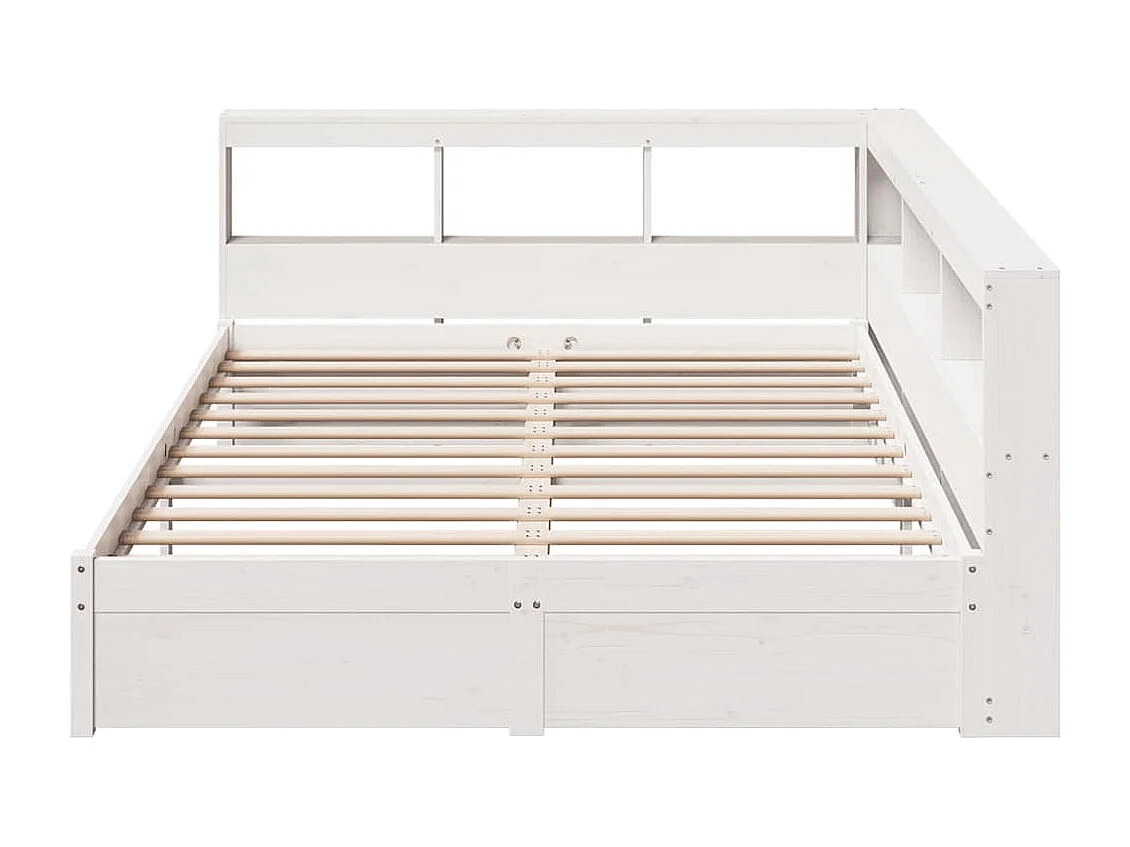 Lit bibliothèque sans matelas blanc 150x200 cm bois pin massif