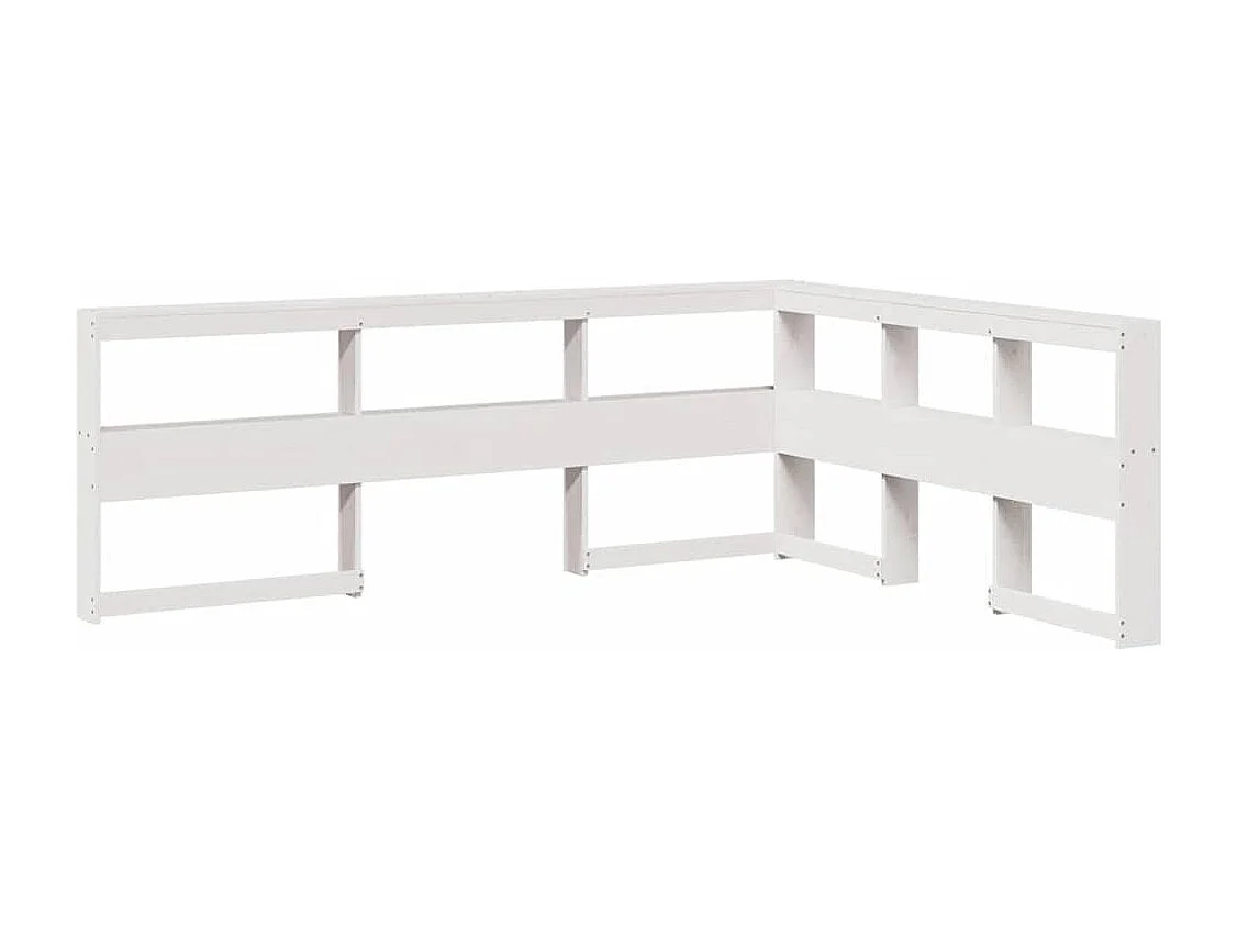 Lit bibliothèque sans matelas blanc 150x200 cm bois pin massif