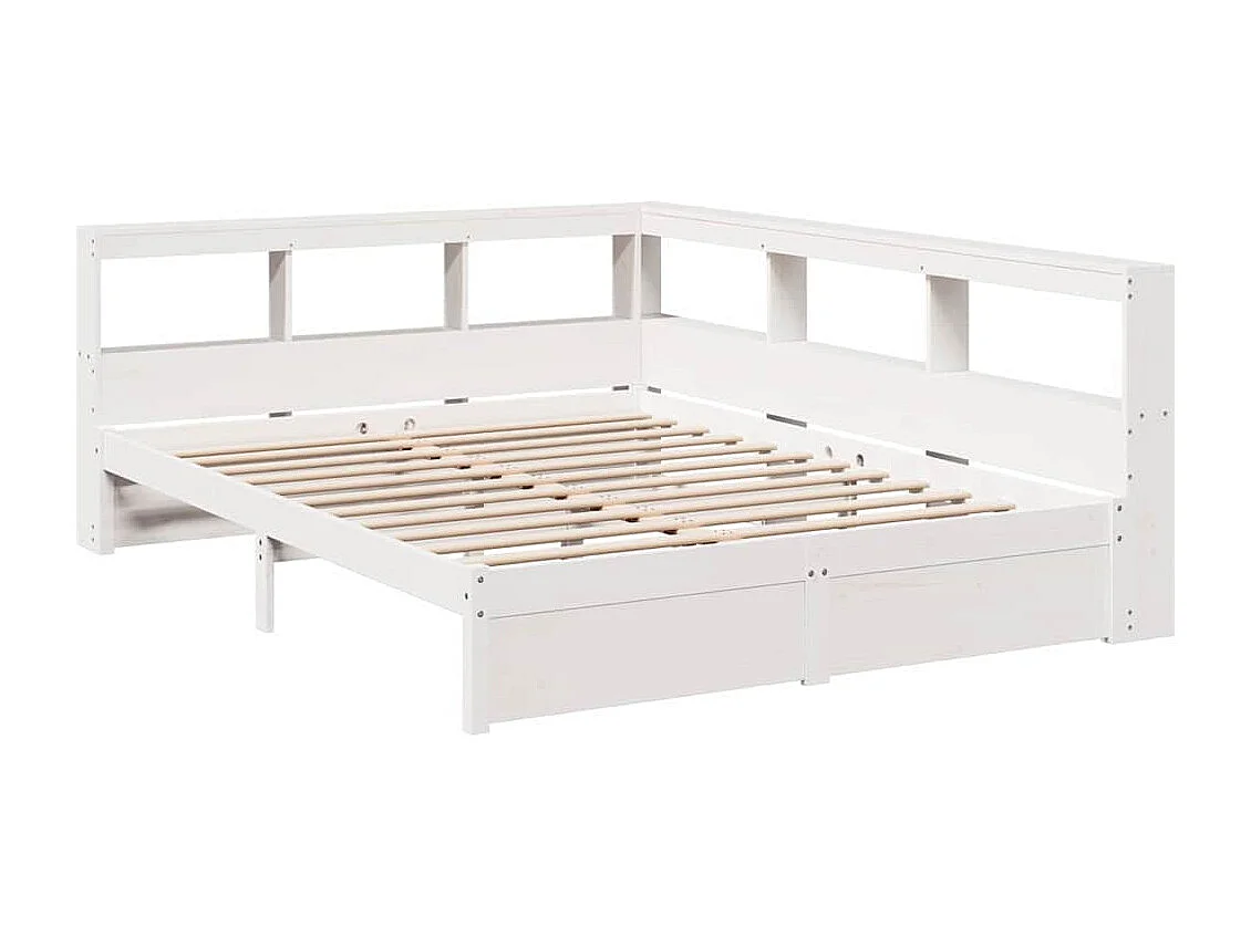 Lit bibliothèque sans matelas blanc 150x200 cm bois pin massif