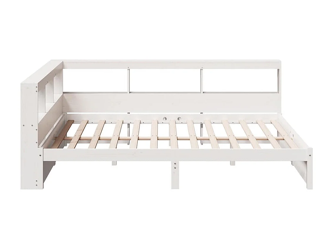 Lit bibliothèque sans matelas blanc 150x200 cm bois pin massif