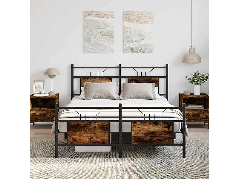 Cadre de lit sans matelas chêne fumé 150x200 cm bois ingénierie