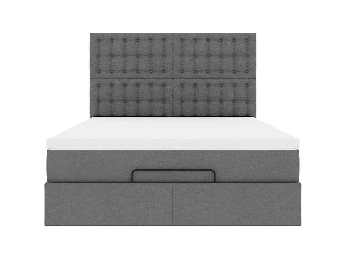 Estructura cama otomana colchón tela gris oscuro 140x190cm