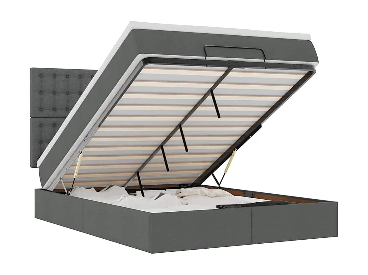 Ottoman bed met matras en LED's 140x190cm stof donkergrijs