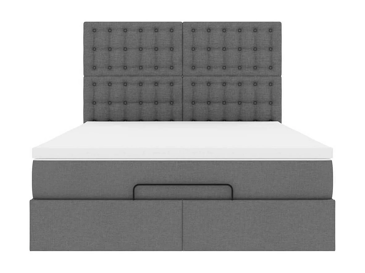 Ottoman bed met matras en LED's 140x190cm stof donkergrijs