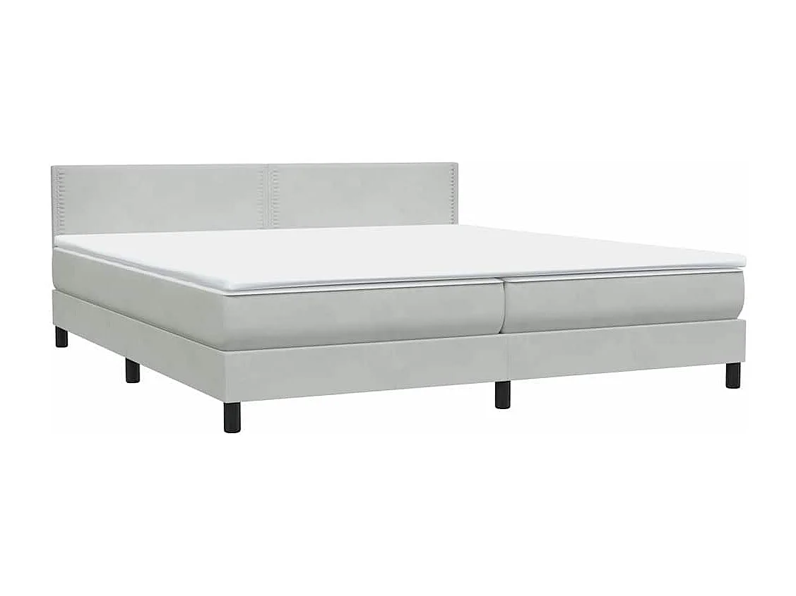 Cama box spring con colchón terciopelo gris claro 180x220 cm