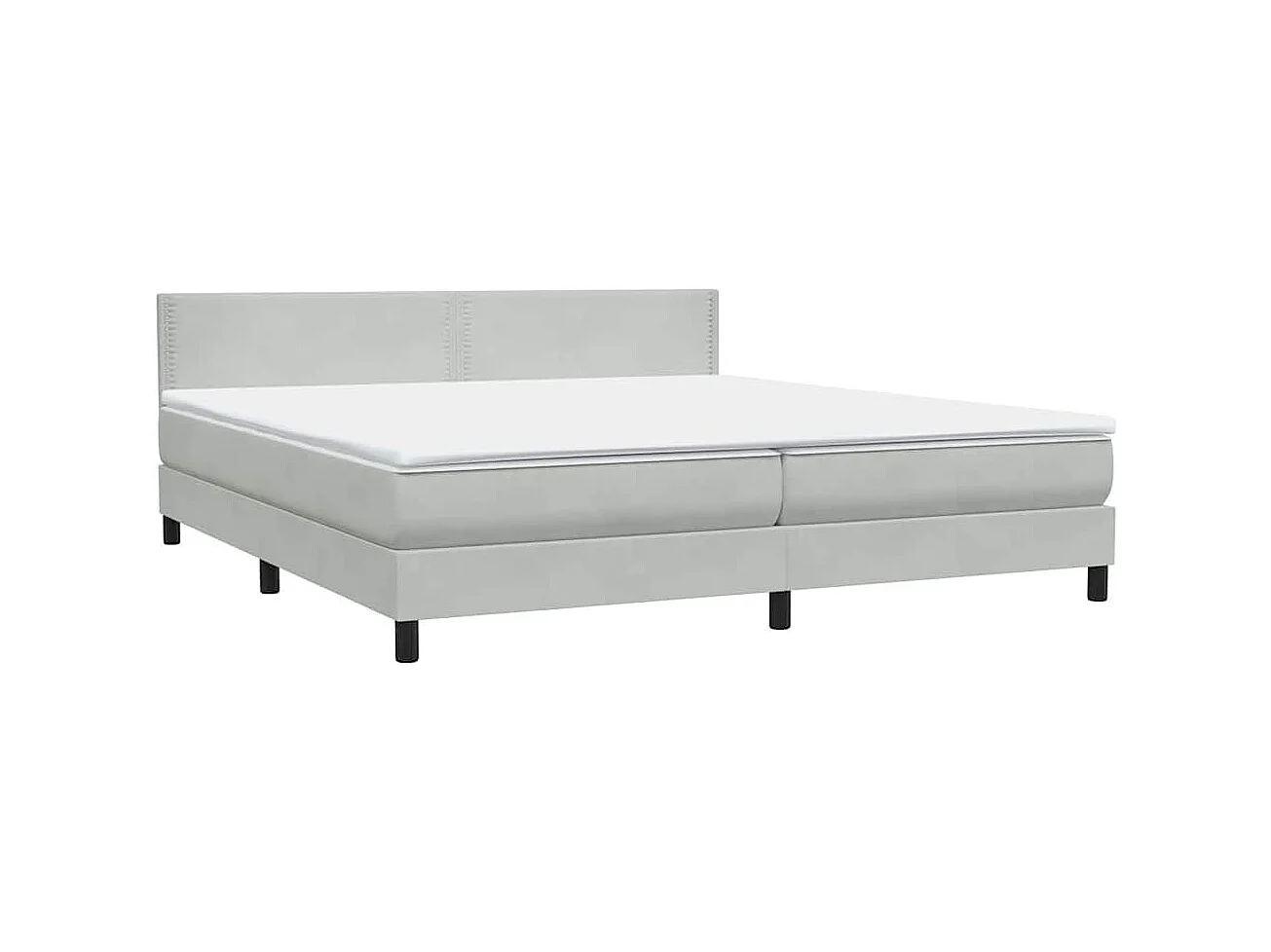 Cama box spring con colchón terciopelo gris claro 180x210 cm
