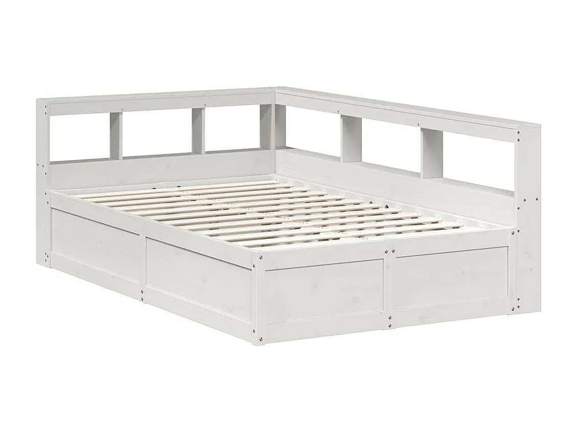 Bed met boekenkast zonder matras grenenhout wit 135x190 cm